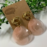 大人可愛い！マーブルビーズの大ぶりピアス♡(ピンク)