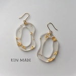 K16gp★夏の金粉クリアピアス ♪【RinRin*house～ハンドメイド】