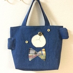 デニくまさん mini*トートバッグ  ▽Blue【受注制作】