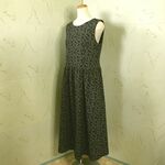 Nさまオーダー品　黒薔薇サッカー地　ローウエストギャザーロングワンピース　11号　着丈110