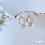 キラッとゴールドリングとジルコニア小ぶりピアス(イヤリング)/サージカルステンレス nonoacs