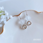 マットクリアとシルバーリングピアス(イヤリング)/サージカルステンレス nonoacs