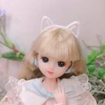 ねこみみカチューシャ【頭幅約3cm(リカちゃん,オビツ11など)サイズ対応】・白