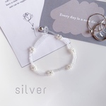 パールとクリアビーズのきらきらビーズブレスレット gold/silver
