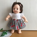 ぽぽちゃん用ワンピース＊ストライプリボン黒