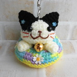 ぷかぷかうきわ猫ストラップ【白黒ハチワレ猫・トロピカルマーブル＆イエロー】