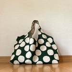 エコバッグ　おっきな水玉緑