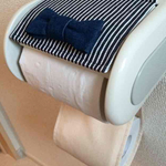 《再販》 トイレットペーパー ホルダー  カバー デニム ヒッコリー リボン