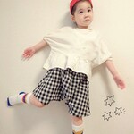 変形リラックスパンツ☆綿麻ギンガムチェック