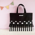 モノクロ帆布のレッスンバッグ　black２【受注製作】