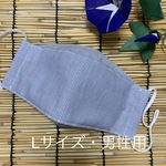 値下げ！　舟形マスク　ブルーストライプ　Ｌサイズ・男性用　ノーズワイヤー入り　フィルターポケット付き　西村大臣風マスク