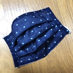 [薄手で涼しい]new紺水玉プリーツマスク(男女兼用)