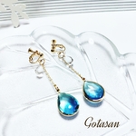 しずく ＆ しずく グラデーション ブルー イヤリング/ピアス