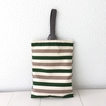 SALE 1960円→1680円 帆布＊Green stripe＊シューズバッグ