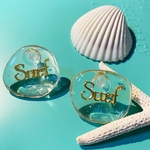 Surf サーフ　ゴールド  金色　文字　クリア　クリアピアス