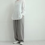 コットンリネンのゆったりパンツ　ライトグレー