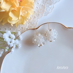 【再販】パールフラワーぼんぼんピアス(イヤリング)/サージカルステンレス nonoacs