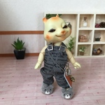 クマちゃんロンパース・グレー 英語柄scon 