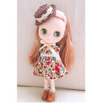 【受注製作】ドール服 ミディブライスアウトフィット リバティ プリントワンピース （帽子別売り）