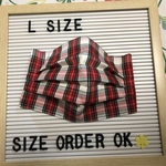 プリーツ　布マスク　赤チェック