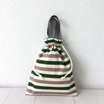 帆布＊32×26＊Green stripe ＊体操着袋（小）＊着替え入れ