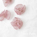 6pcs シフォンフラワー タッセル ダスティピンク