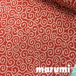108×10★シーチング綿プリント生地★和柄★唐草模様★錆朱赤