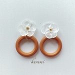 ウッド×オーロラフラワー❁ピアス＆イヤリング