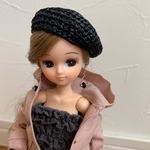 リカちゃん 麦わらベレー帽 ブラック