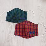 キッズ　子供マスク　夏用　チェック柄　りぼん