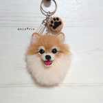 【新作】羊毛フェルト 犬 ポメラニアンのフェイスキーホルダー