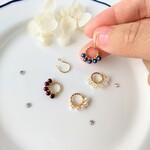 ピアス見え☆カラーパールのシンプルリングイヤリング/175