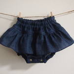 【 ＳＥＮＡＯ 様専用】オムツ替えもラクチン♪デニム風Wガーゼのスカート付きブルマ 無地 紺/ヒッコリー 水色