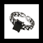 silver925【BLACK@stone_chain RING】﻿ストーン 闇 メンヘラ チェーン アンティーク ピープス シルバー パンク ロック メンズ 個性的 病みかわいい ヴィンテージ  銀