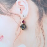 アメジストとアンティーク風コイン（ブルーG）♡ピアス・イヤリング♪【K18・K14GF/14kgf対応】