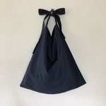 リボン結びbag  コットンリネン ネイビー