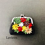 限定 1点 ダリア花小銭入れ #Lavieenつまみ細工がま口小銭入れ