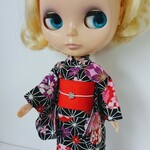 ブライス 浴衣 リカちゃん 浴衣 黒 麻の葉さくら