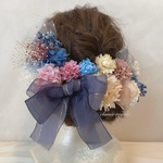 【mizuki51007様 専用出品】セミオーダー white pink rose gold tulle ribbon ヘッドドレス 卒業式 成人式 髪飾り