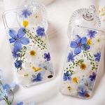 【本物のお花】押し花スマホケース(小花ブルー2071）【全機種オーダー可能】