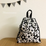 《在庫限り》サッカーボール柄体操服袋/白/巾着大