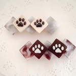 【再販】ウッドビーズの肉球バレッタ(犬猫)