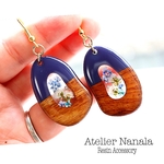 本物のお花と木のピアス/イヤリング　レジン