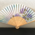 雨に煙る紫陽花の扇子[送料込み]