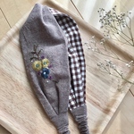 手縫い刺繍入り＊大人のクロスヘアバンド(ブラウン×チェック))