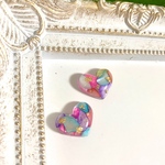 ハートのカラフルシェルピアス/イヤリング　レジン　アクセサリー