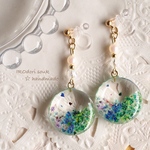 水中花 樹脂ノンホールピアス イヤリング