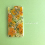 オレンジビオラのスマホケース　iPhone  Xperia  AQUOS   HUAWEI 