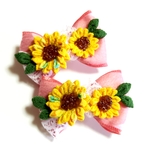 つまみ細工🌻ひまわり×リボンバレッタ🌻犬用NO.307