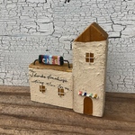 二棟つづきの漆喰風カフェ